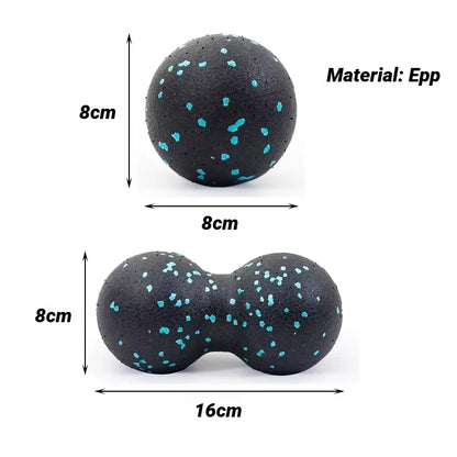 Yoga Peanut Massage Balls & Foam Block Set for Muscle Relief and Relaxation - High Density Fascia Therapy for Fitness Enthusiasts