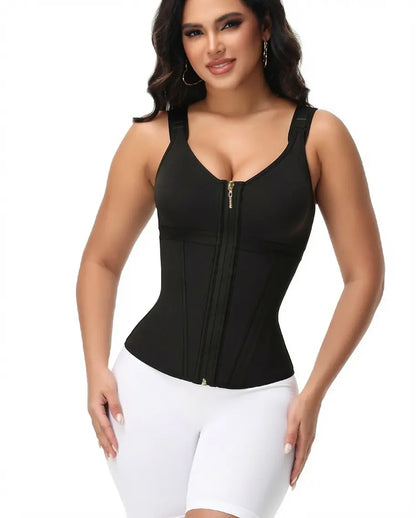 Tummy Control Waist Shaper Corset - Women's Sport Workout Vest with Zipper & Hooks for Ultimate Body Sculpting
