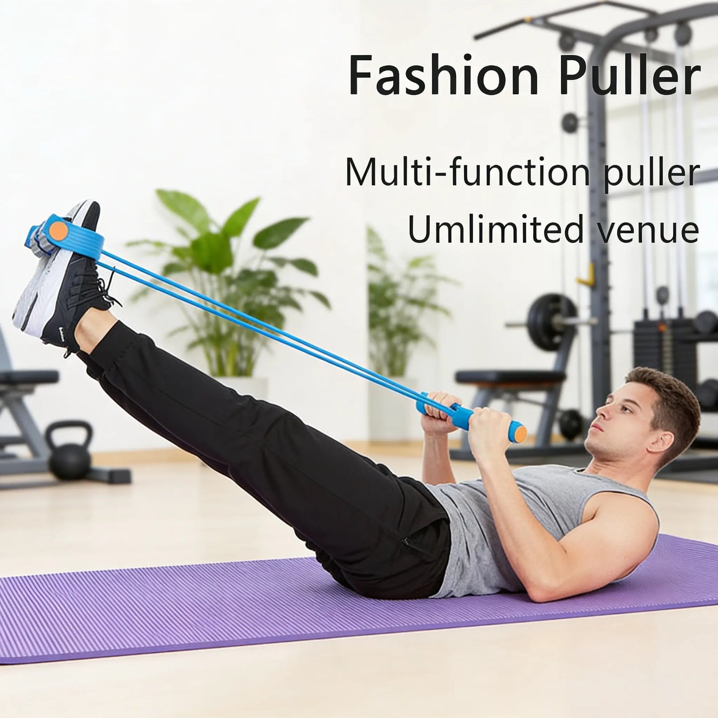 Multifunctional Elastic Tension Rope with 4-Tube Design for Comprehensive Fitness and Stretching Exercises