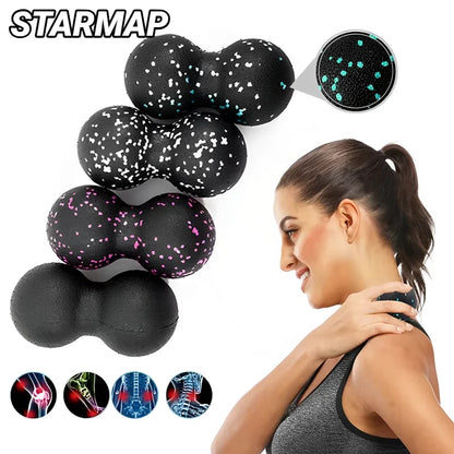 Yoga Peanut Massage Balls & Foam Block Set for Muscle Relief and Relaxation - High Density Fascia Therapy for Fitness Enthusiasts