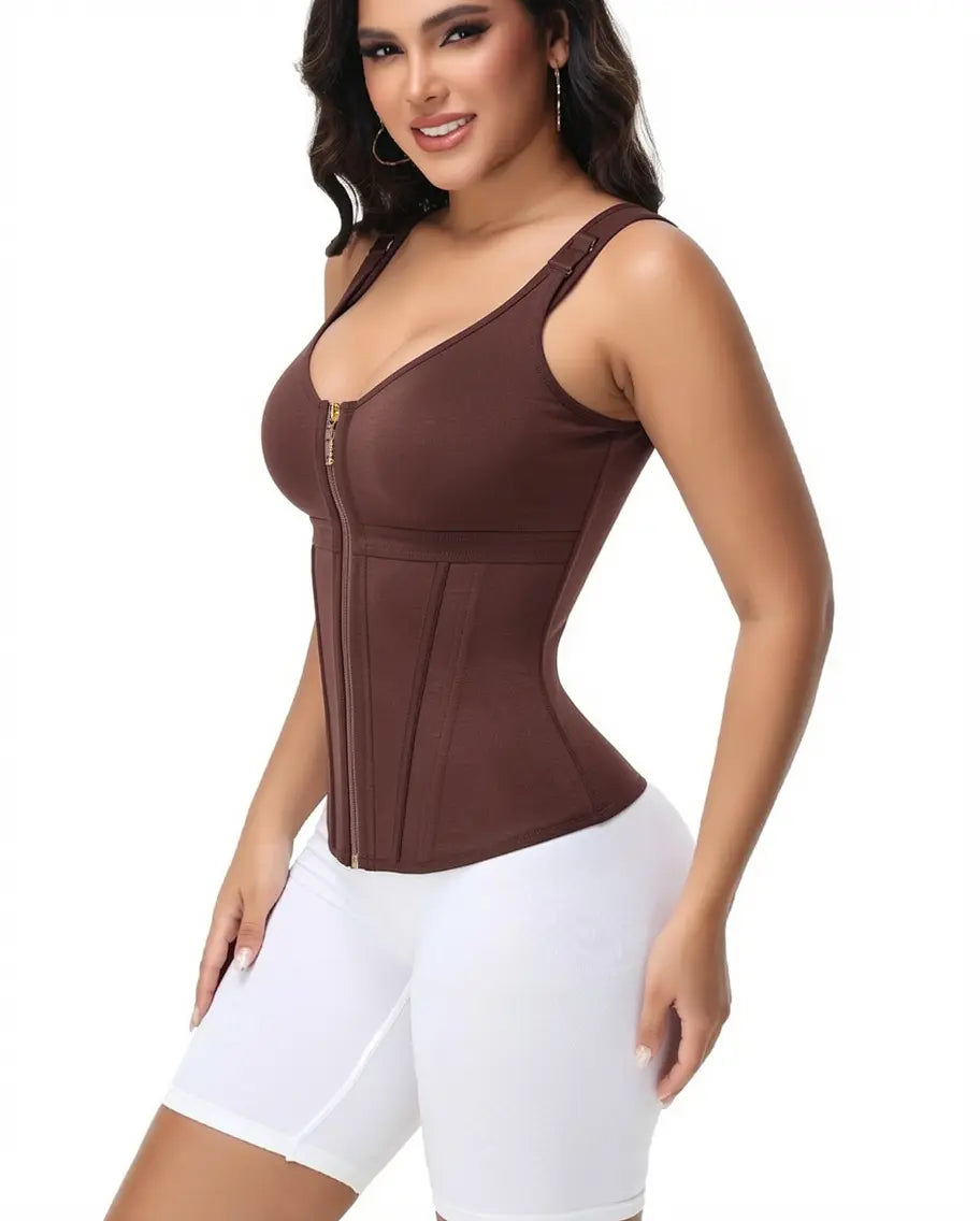 Tummy Control Waist Shaper Corset - Women's Sport Workout Vest with Zipper & Hooks for Ultimate Body Sculpting