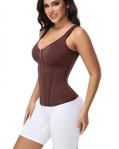Tummy Control Waist Shaper Corset - Women's Sport Workout Vest with Zipper & Hooks for Ultimate Body Sculpting