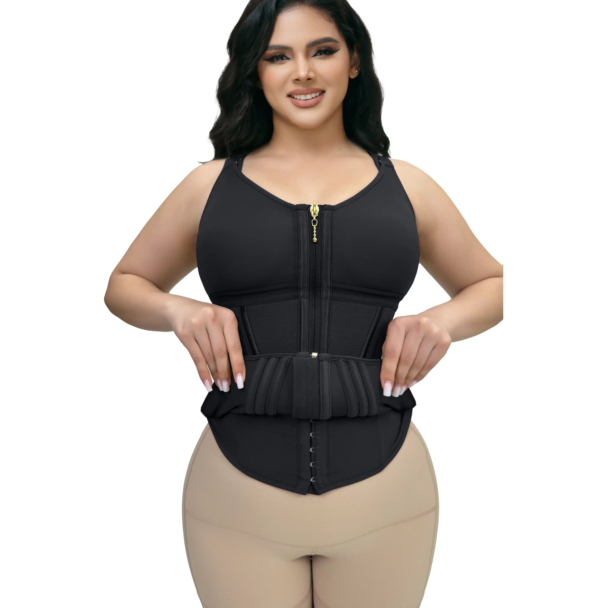 Tummy Control Waist Shaper Corset - Women's Sport Workout Vest with Zipper & Hooks for Ultimate Body Sculpting