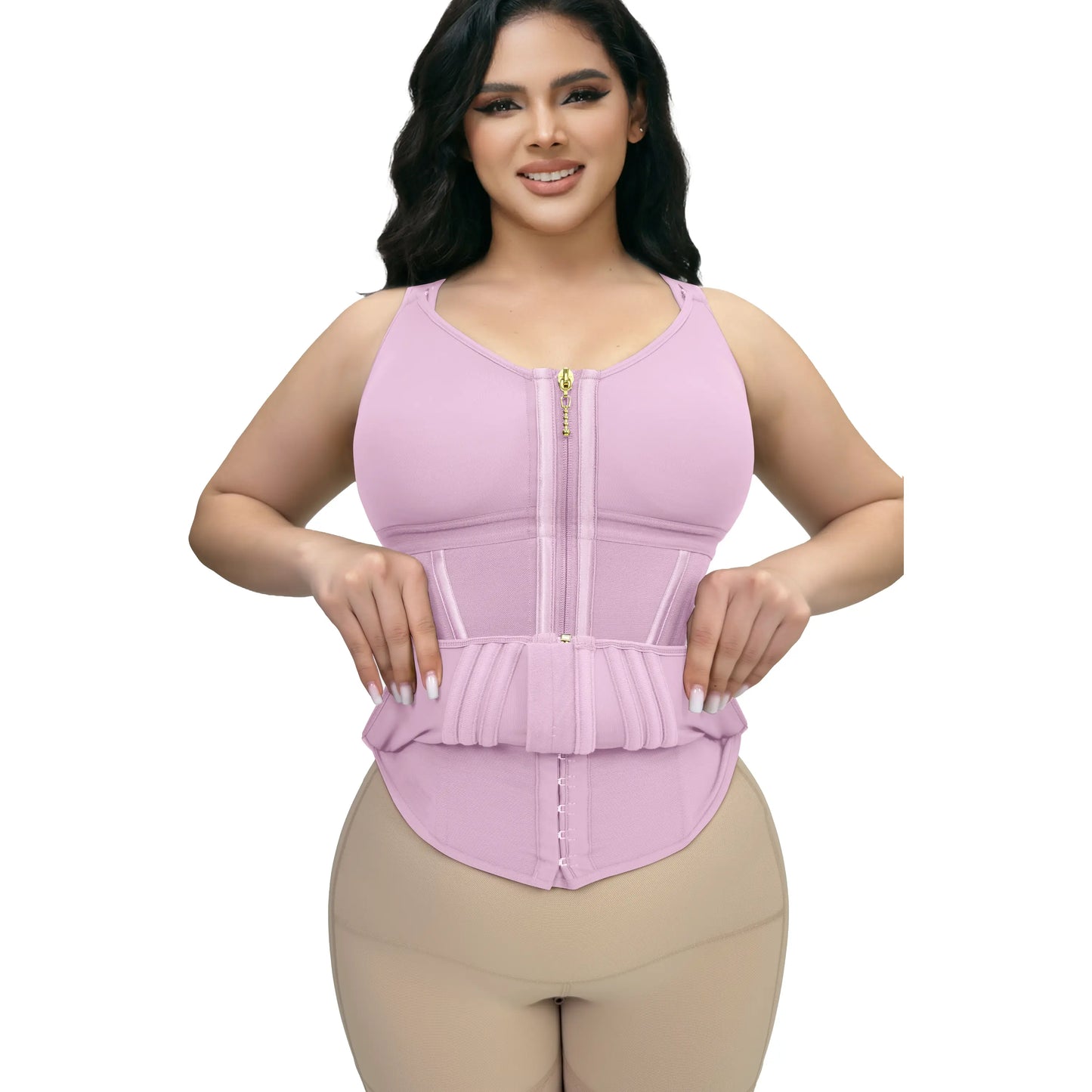 Tummy Control Waist Shaper Corset - Women's Sport Workout Vest with Zipper & Hooks for Ultimate Body Sculpting