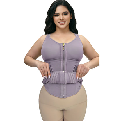 Tummy Control Waist Shaper Corset - Women's Sport Workout Vest with Zipper & Hooks for Ultimate Body Sculpting