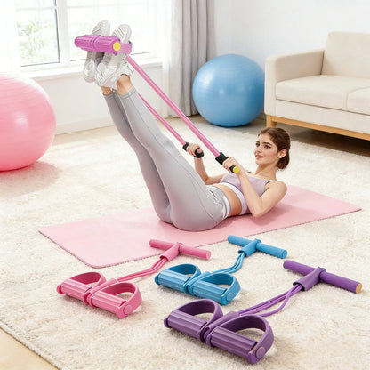 Multifunctional Elastic Tension Rope with 4-Tube Design for Comprehensive Fitness and Stretching Exercises