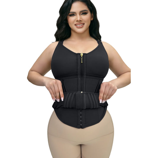 Tummy Control Waist Shaper Corset - Women's Sport Workout Vest with Zipper & Hooks for Ultimate Body Sculpting